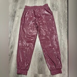 Victoria's Secret Sport Jogger Burgundy Coated pants Zippers Sz. S NEW P135